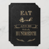 Elegant goud eet DRINK en wordt 100e verjaardag Kaart (Voorkant / Achterkant)