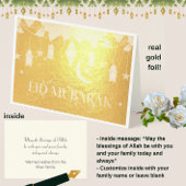 Elegant goud Eid Mubarak Lantaarns + Maan Folie Kaarten