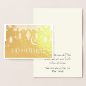 Elegant goud Eid Mubarak Lantaarns + Maan Folie Kaarten (Display)