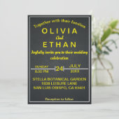 Elegant goud en black rustic Wedding Invitation Kaart (Staand voorkant)