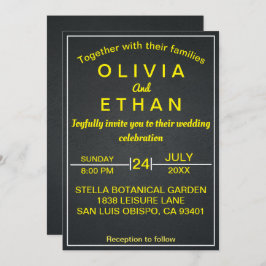 Elegant goud en black rustic Wedding Invitation Kaart