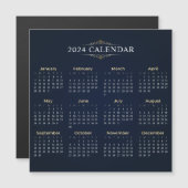 Elegant Goud en Blauw 2024 Kalender Magnetische Ka (Voorkant / Achterkant)
