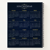 Elegant Goud en Blauw 2024 Kalender | NOTITIEBOEK (Achterkant)
