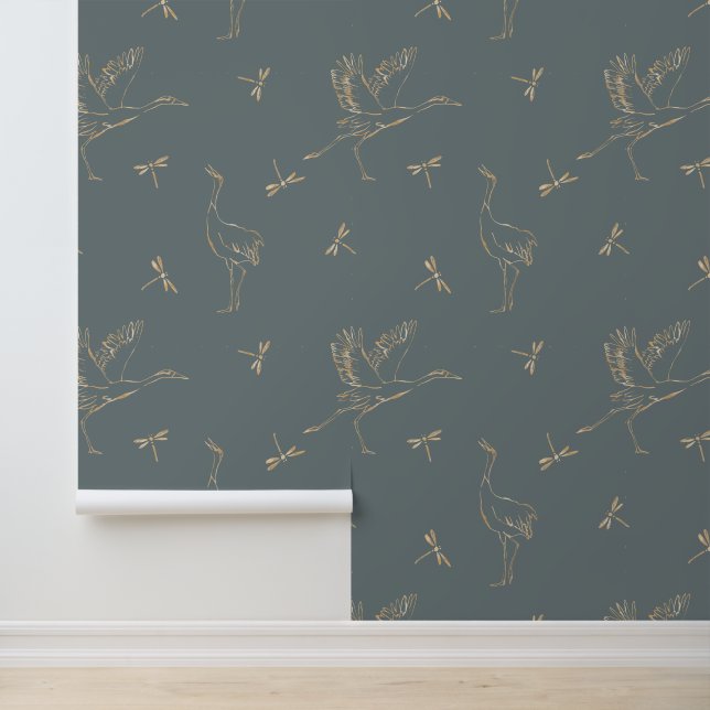 Elegant Goud en Blauw behang (Applicatie)