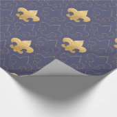 Elegant goud- en blauw omslagpapier cadeaupapier (Hoek)
