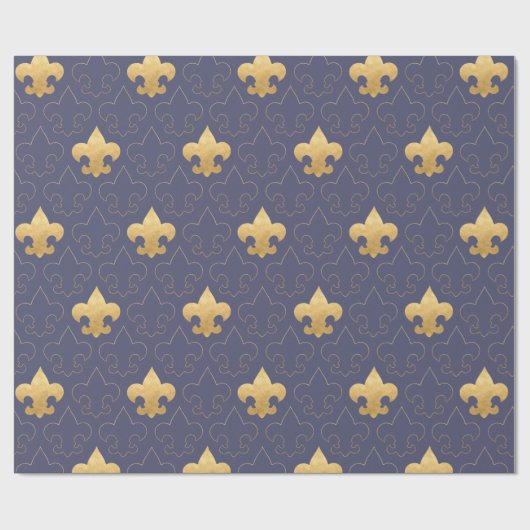 Elegant goud- en blauw omslagpapier cadeaupapier (Vlak)
