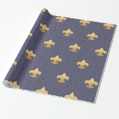 Elegant goud- en blauw omslagpapier cadeaupapier (Uitgerold)