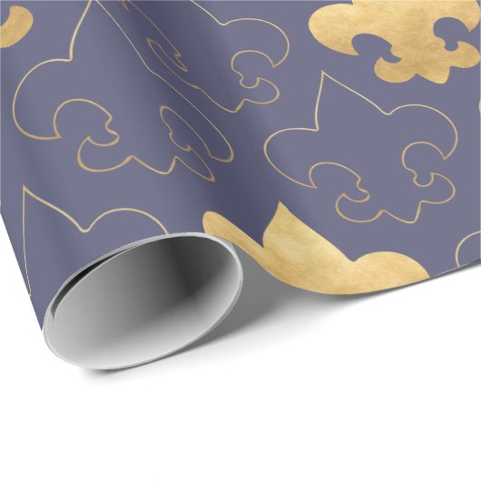 Elegant goud- en blauw omslagpapier cadeaupapier (Rol Hoek)