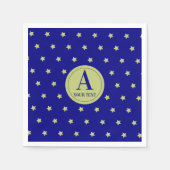 Elegant goud en blauwe ster patroon monogram servet (Voorkant)