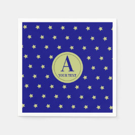 Elegant goud en blauwe ster patroon monogram servet