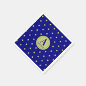 Elegant goud en blauwe ster patroon monogram servet (Hoek)