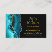 Elegant goud en Blauwgroen blauwe agaat Visitekaartje (Achterkant)