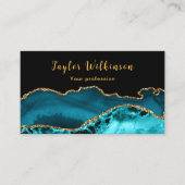 Elegant goud en Blauwgroen blauwe agaat Visitekaartje (Voorkant)