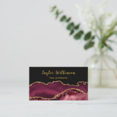Elegant goud en Bourgondische rode agaat Visitekaartje (Staand voorkant)