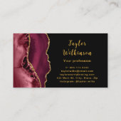 Elegant goud en Bourgondische rode agaat Visitekaartje (Achterkant)