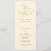 Elegant Goud en Crème Kalligrafie Bruiloft Programmakaart (Voorkant)