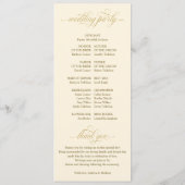 Elegant Goud en Crème Kalligrafie Bruiloft Programmakaart (Achterkant)