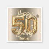Elegant goud en diamant 50ste verjaardagsfeest servet (Voorkant)