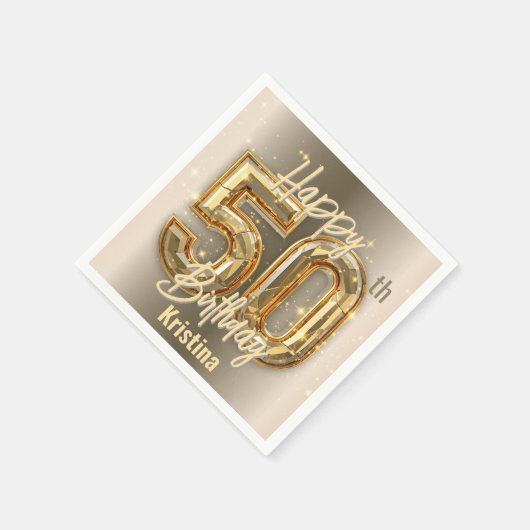 Elegant goud en diamant 50ste verjaardagsfeest servet (Hoek)