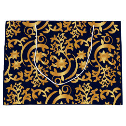 Elegant goud en donker marineblauw groot cadeauzakje