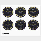 Elegant Goud en Donkerblauw Bloemen Product Labels (Vel)