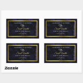 Elegant Goud en Donkerblauw Bloemen Product Labels (Vel)