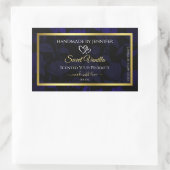 Elegant Goud en Donkerblauw Bloemen Product Labels (Tas)