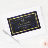 Elegant Goud en Donkerblauw Bloemen Product Labels (Envelop)