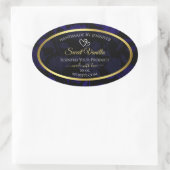 Elegant Goud en Donkerblauw Bloemen Product Labels (Tas)