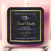 Elegant Goud en Donkerblauw Bloemen Product Labels