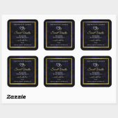 Elegant Goud en Donkerblauw Bloemen Product Labels (Vel)