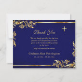 Elegant goud en donkerblauw orthodox monument bedankkaart (Voorkant)