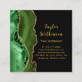 Elegant goud en donkergroene agaat vierkante visitekaartje (Achterkant)