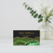 Elegant goud en donkergroene agaat visitekaartje (Staand voorkant)