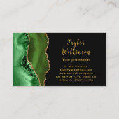 Elegant goud en donkergroene agaat visitekaartje (Achterkant)