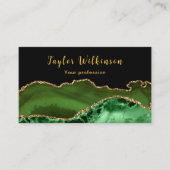 Elegant goud en donkergroene agaat visitekaartje (Voorkant)