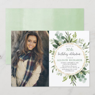 Elegant goud- en eucalyptusfoto voor volwassenen kaart