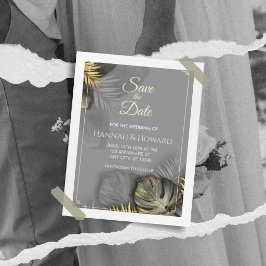 Elegant goud en grijs botanisch, tropisch kaart