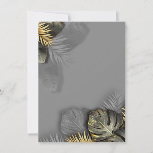 Elegant Goud en Grijs Botanisch, Tropisch Kaart (Achterkant)