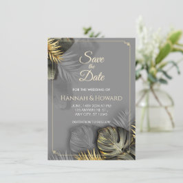 Elegant Goud en Grijs Botanisch, Tropisch Kaart