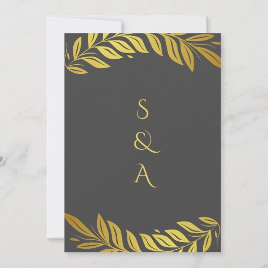 Elegant Goud en Grijs Islamitisch Bruiloft Kaart (Achterkant)