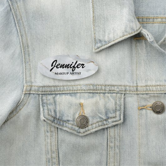 Elegant goud en grijs marmer modern script naamplaatje (In situ)