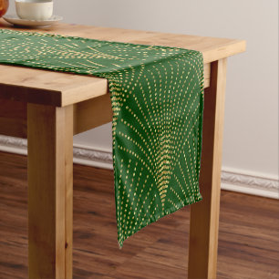 Elegant & Goud en Groen Art-Deco Patroon Korte Tafelloper