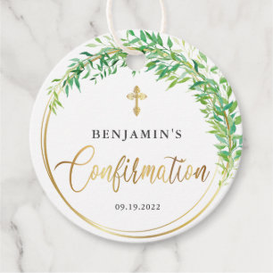 Elegant goud en groen bevestiging bedankjes labels