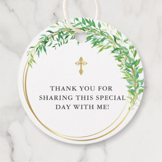 Elegant goud en groen bevestiging bedankjes labels (Achterkant)