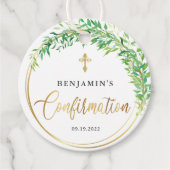Elegant goud en groen bevestiging bedankjes labels (Voorkant)