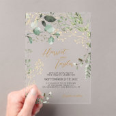 Elegant goud en groen Eucalyptus bruiloft Acryl Uitnodigingen (Insitu (Draagbaar))
