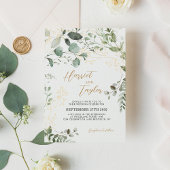 Elegant goud en groen Eucalyptus bruiloft Kaart