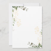Elegant goud en groen Eucalyptus foto bruiloft Kaart (Achterkant)