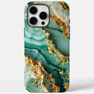 Elegant Goud En Groen Marmer iPhone 16 Pro Max Hoesje